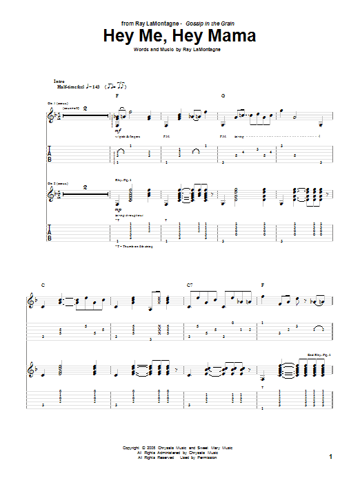Ray LaMontagne Hey Me, Hey Mama Sheet Music
