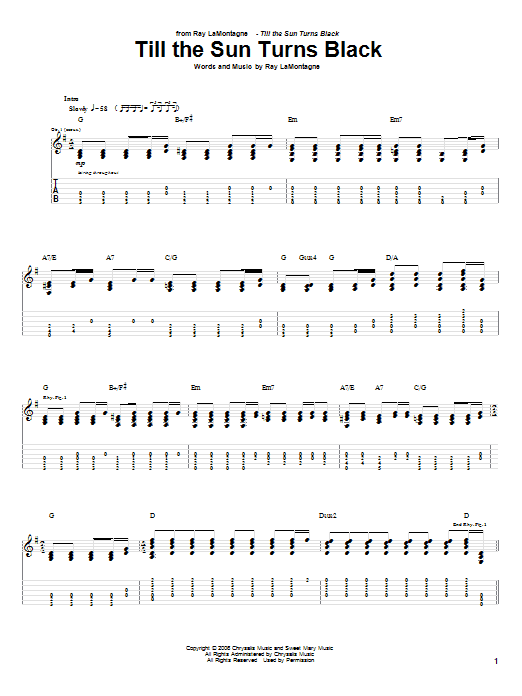 Ray LaMontagne Till The Sun Turns Black Sheet Music