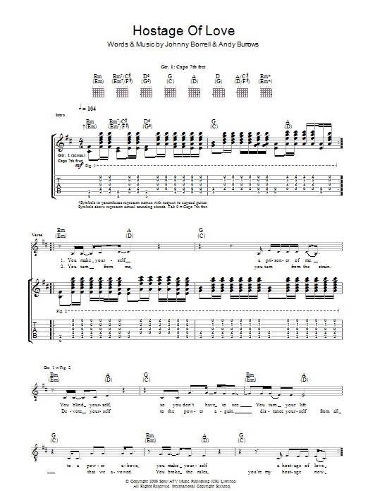 Razorlight Hostage Of Love Sheet Music
