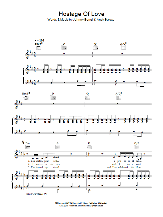 Razorlight Hostage Of Love Sheet Music