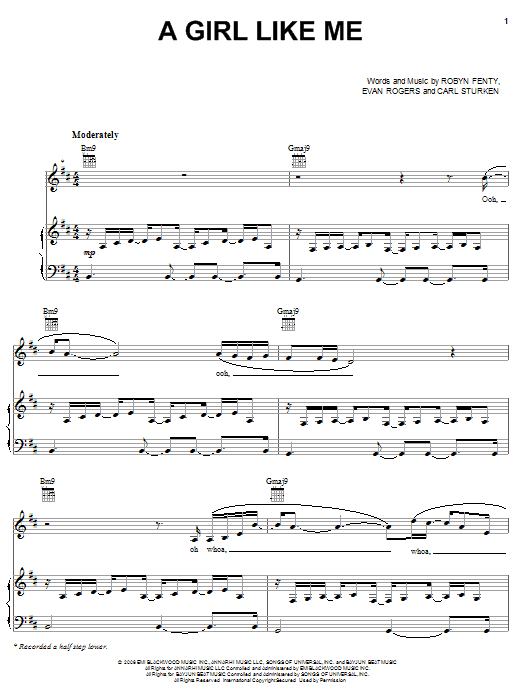 Rihanna A Girl Like Me Sheet Music