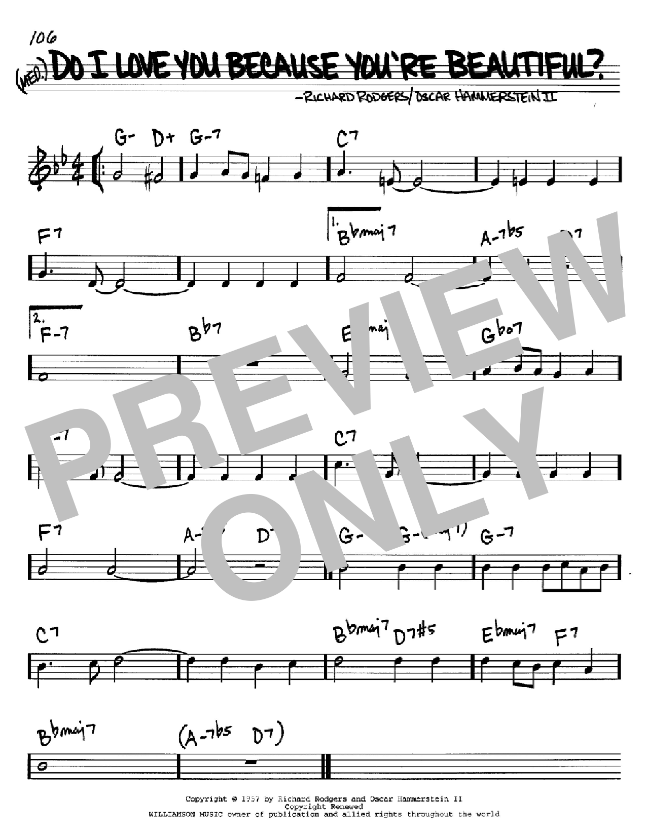 Rodgers & Hammerstein Do I Love You Because You're Beautiful? Sheet Music