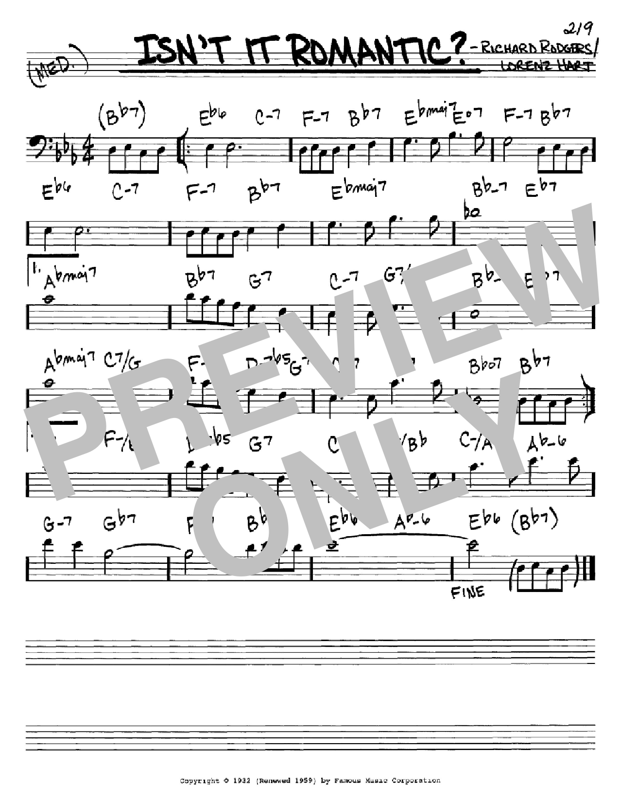 Rodgers & Hart Isn't It Romantic? Sheet Music