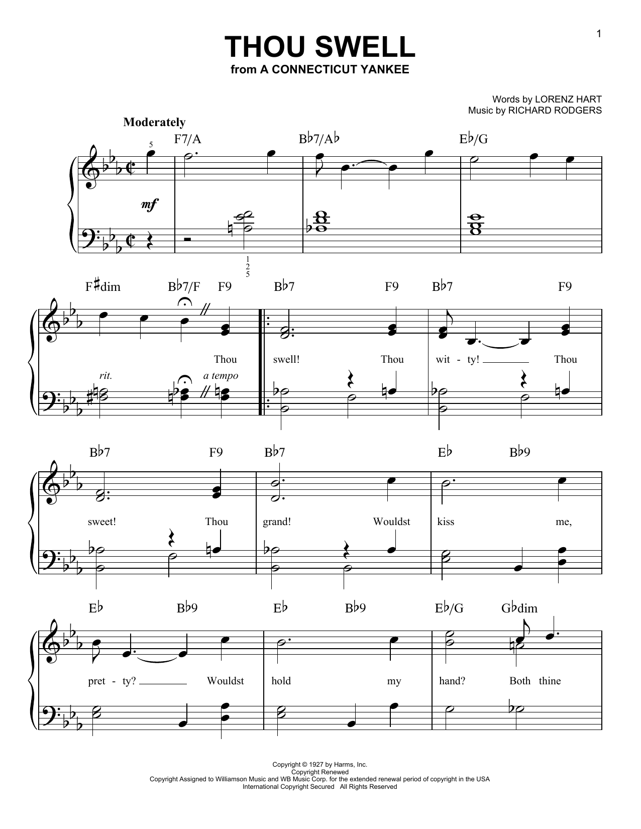 Rodgers & Hart Thou Swell Sheet Music