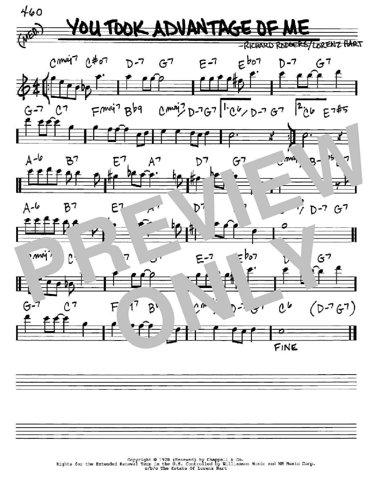 Rodgers & Hart You Took Advantage Of Me Sheet Music