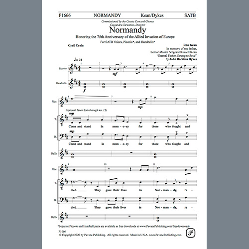 Easily Download Ron Kean Printable PDF piano music notes, guitar tabs for SATB Choir. Transpose or transcribe this score in no time - Learn how to play song progression.