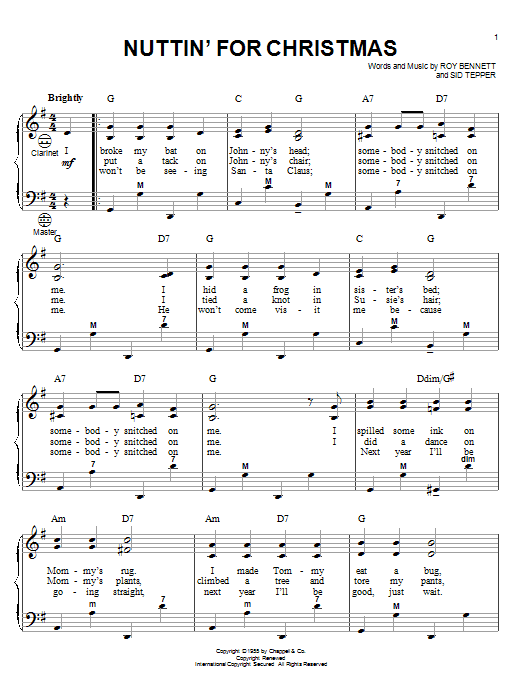 Roy Bennett Nuttin' For Christmas Sheet Music