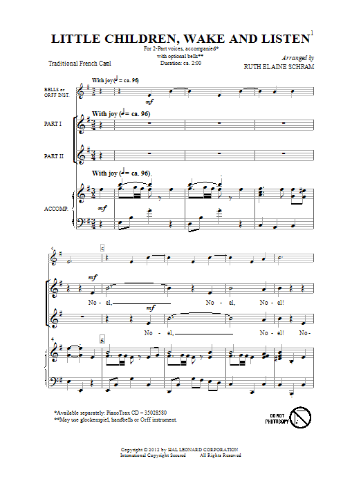 Ruth Elaine Schram Little Children, Wake And Listen Sheet Music