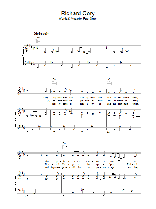 Simon & Garfunkel Richard Cory Sheet Music