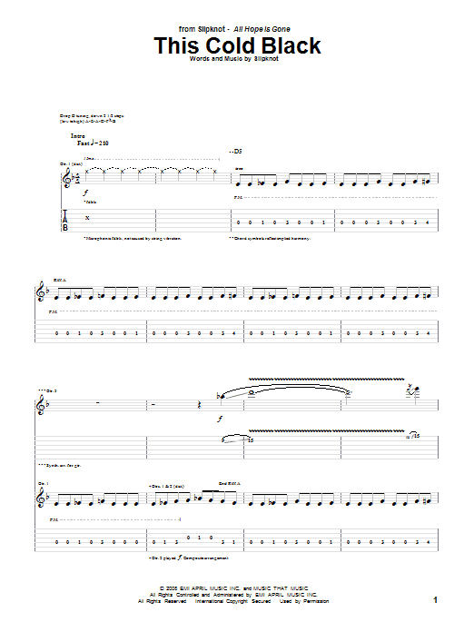 Slipknot This Cold Black Sheet Music