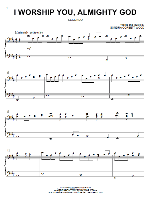 Sondra Corbett-Wood I Worship You, Almighty God Sheet Music