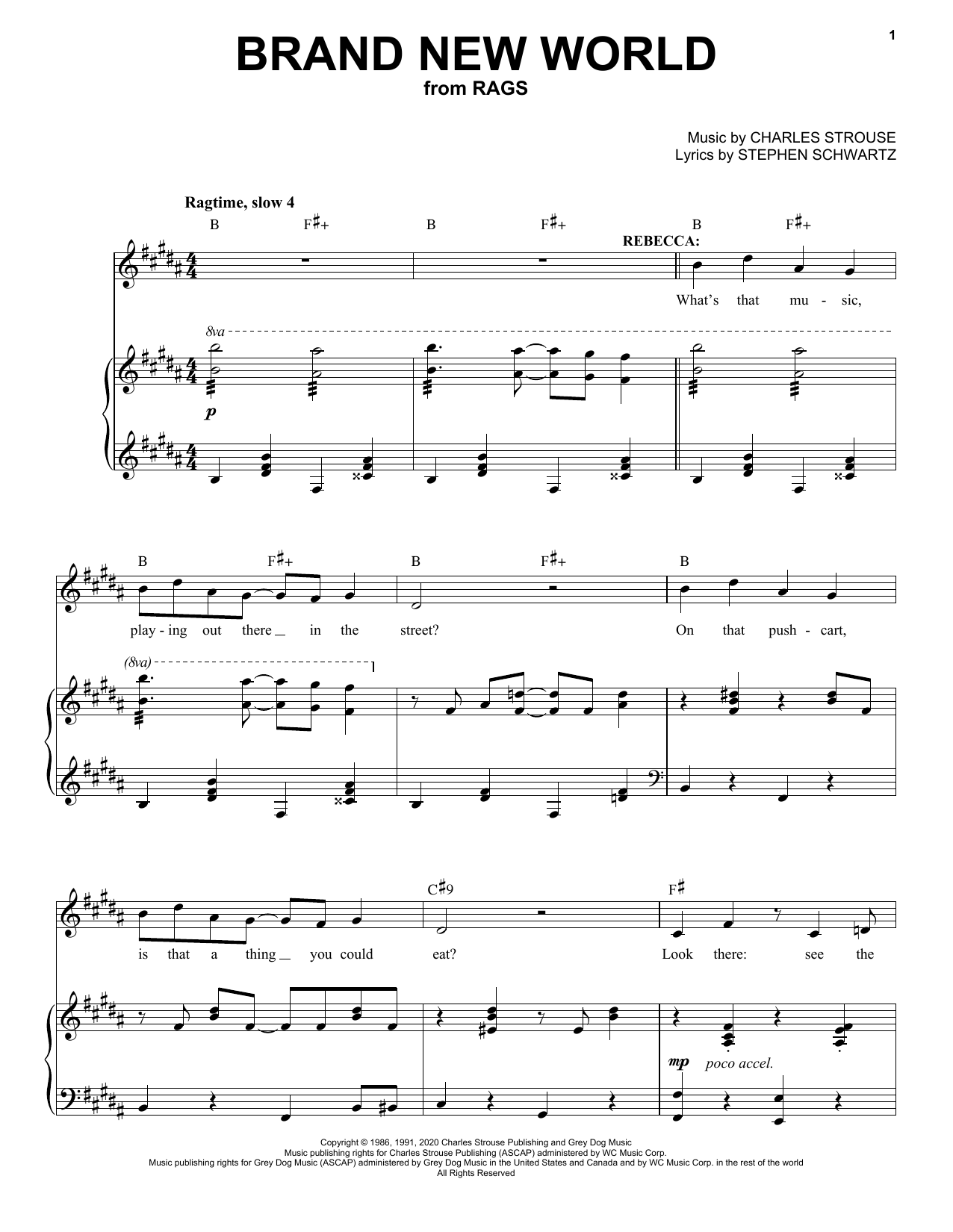 Stephen Schwartz & Charles Strouse Brand New World (from Rags: The Musical) Sheet Music