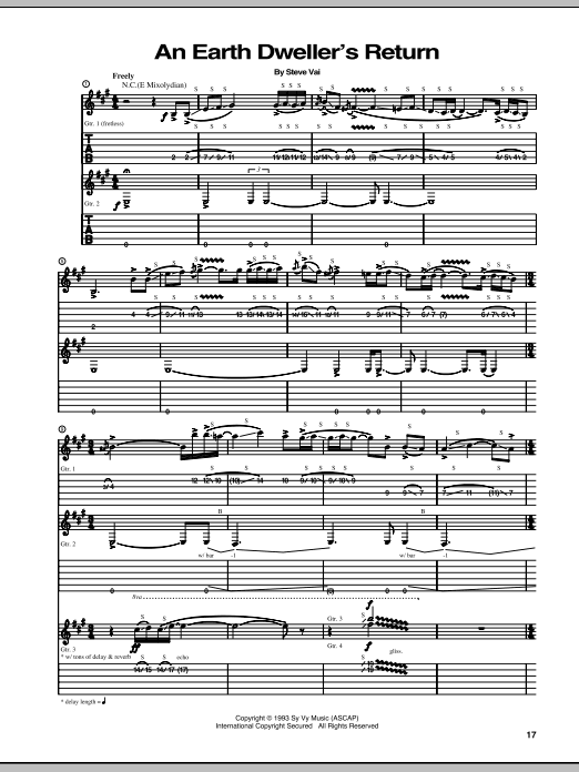 Steve Vai An Earth Dweller's Return Sheet Music