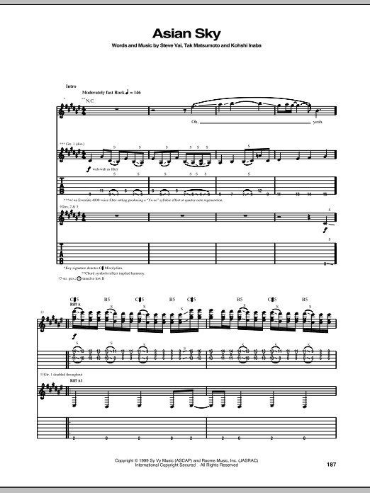Steve Vai Asian Sky Sheet Music