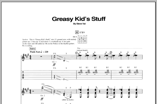 Steve Vai Greasy Kids Stuff Sheet Music