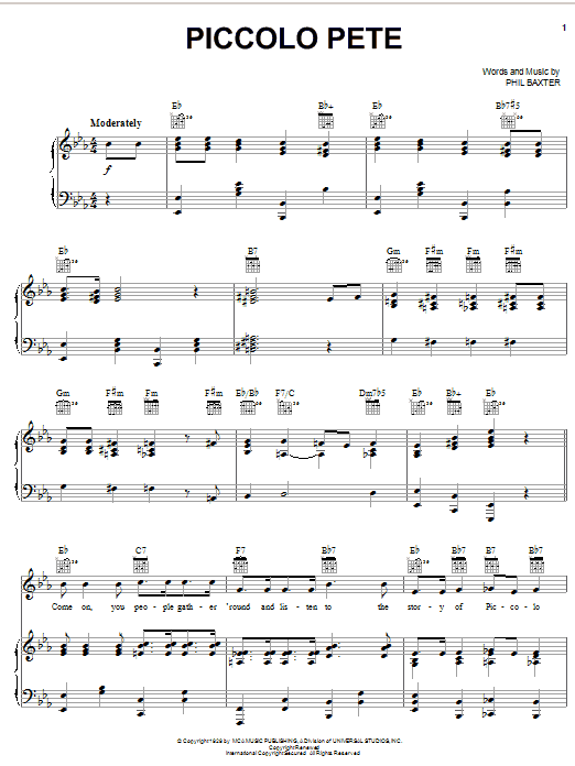Ted Weems Piccolo Pete Sheet Music