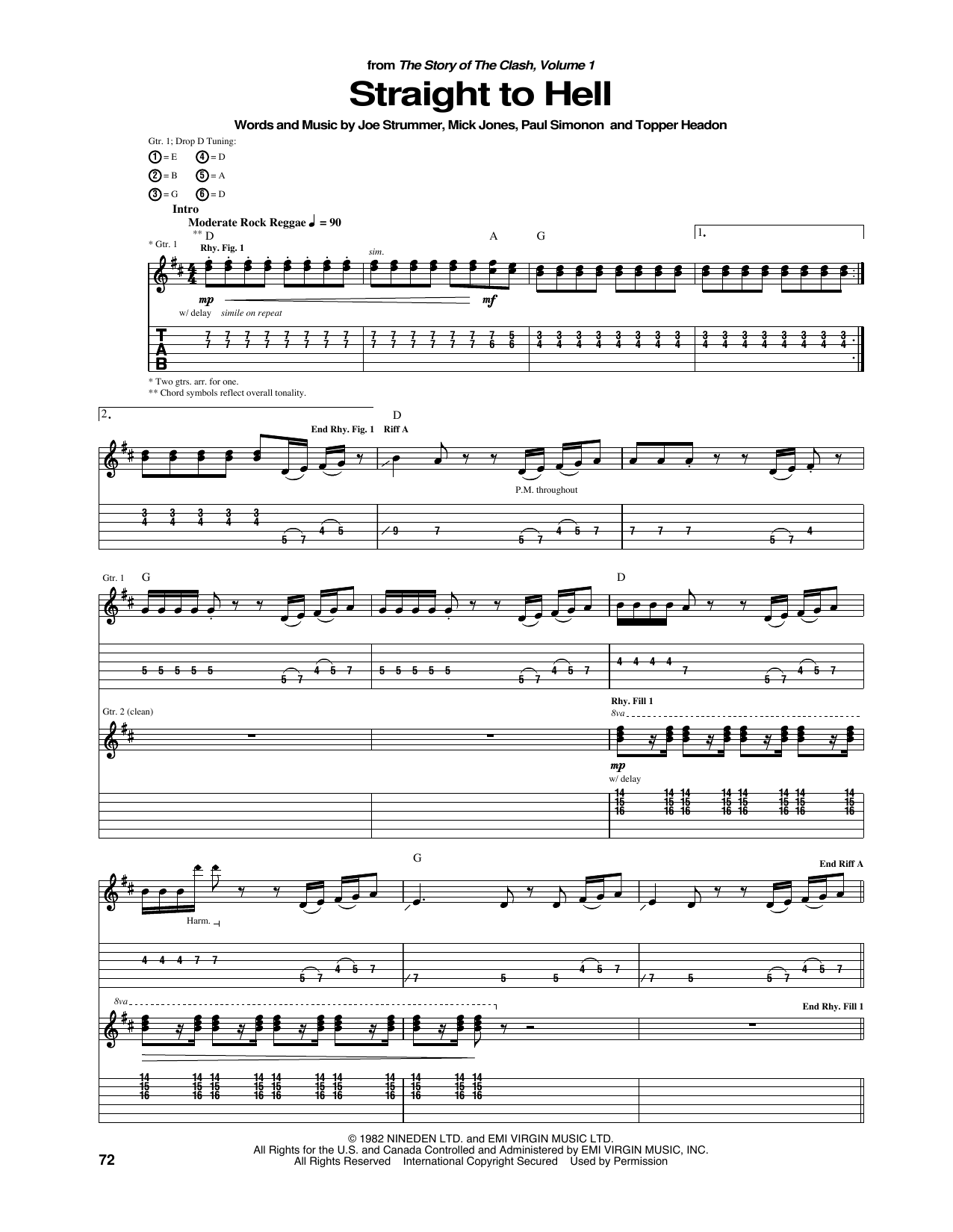 The Clash Straight To Hell Sheet Music