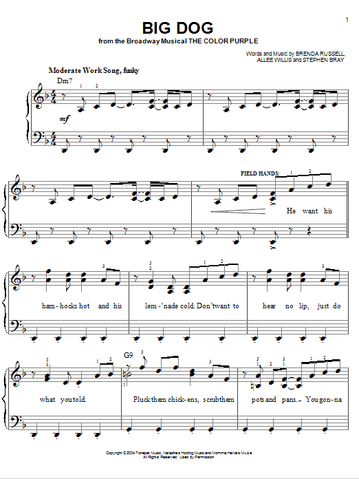 The Color Purple (Musical) Big Dog Sheet Music