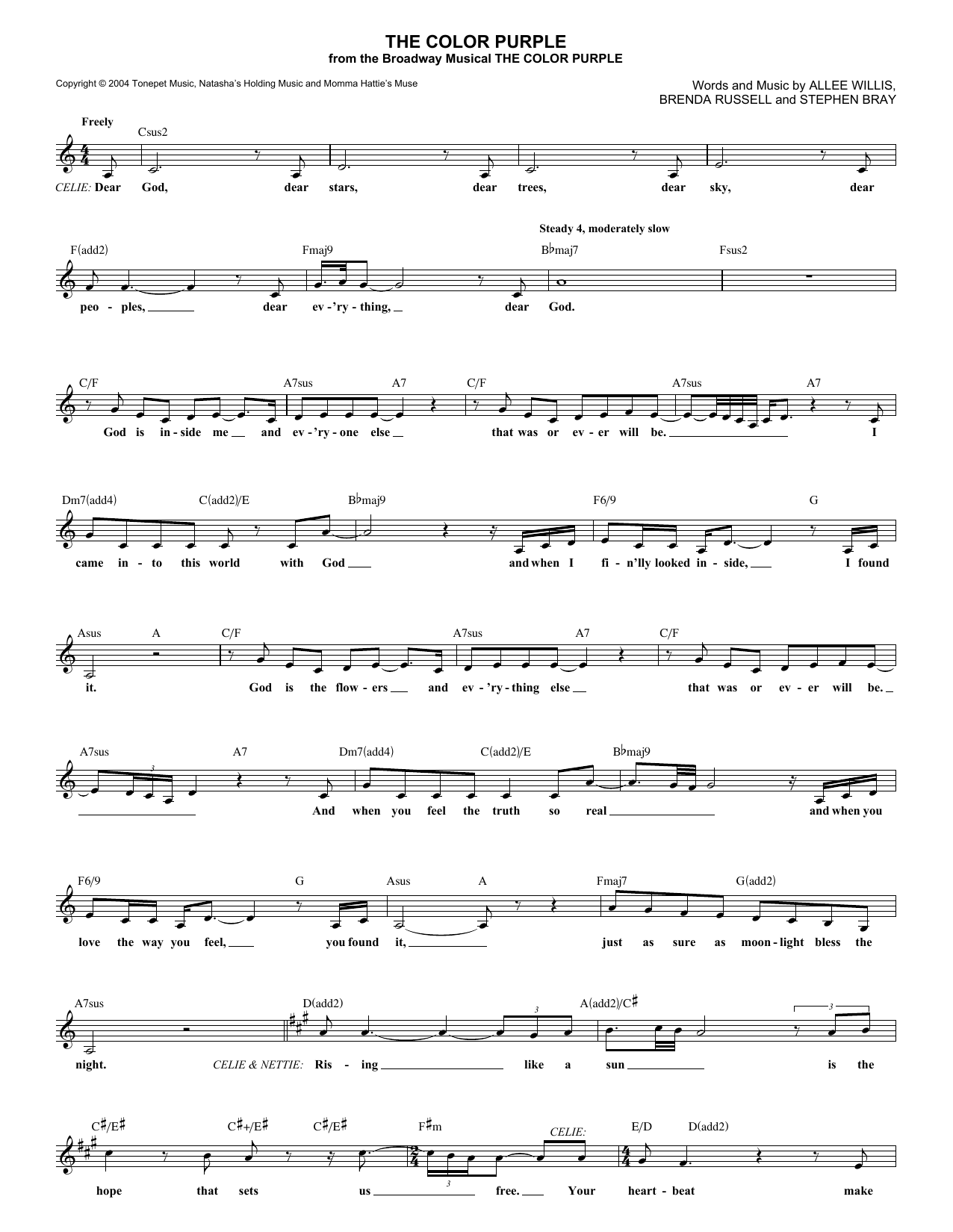 The Color Purple (Musical) The Color Purple Sheet Music