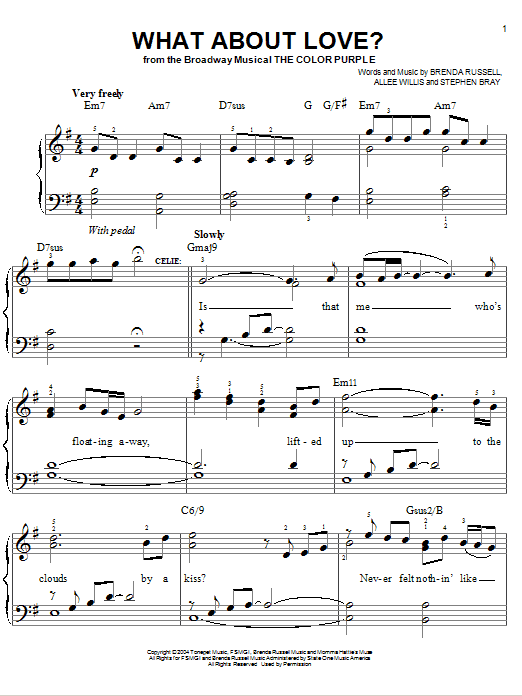 The Color Purple (Musical) What About Love? Sheet Music