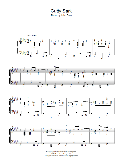The John Barry Seven Cutty Sark Sheet Music