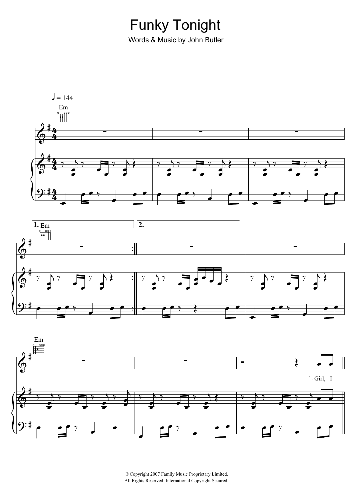 The John Butler Trio Funky Tonight Sheet Music