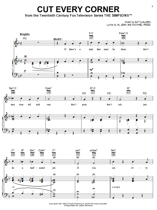 The Simpsons Cut Every Corner Sheet Music