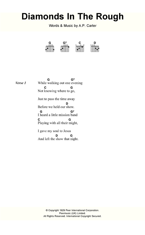 The Carter Family Diamonds In The Rough Sheet Music