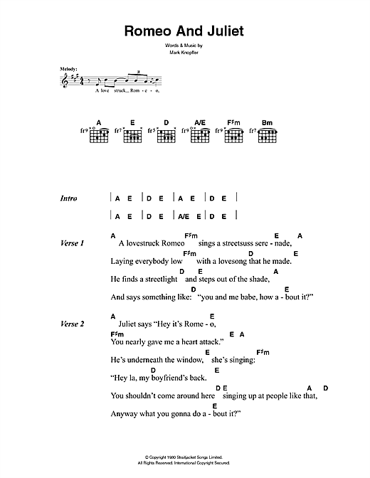 The Killers Romeo And Juliet Sheet Music