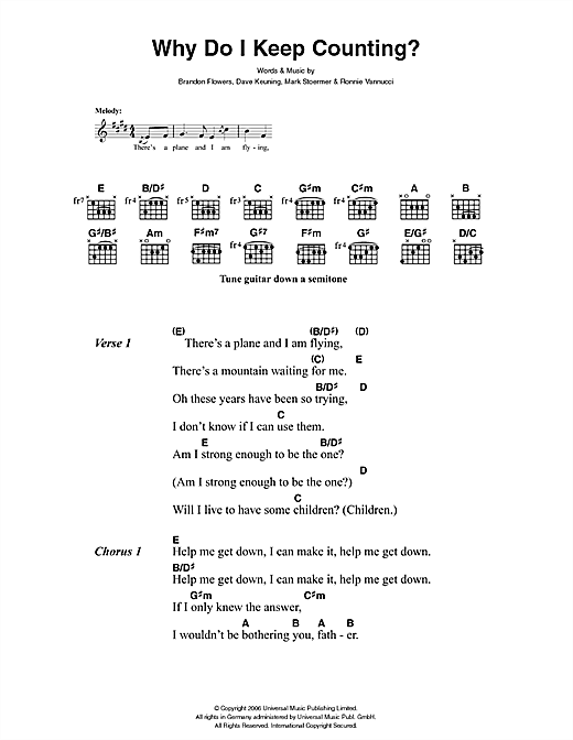 The Killers Why Do I Keep Counting Sheet Music