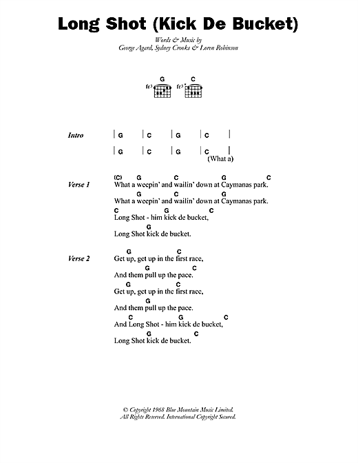 The Pioneers Long Shot (Kick De Bucket) Sheet Music