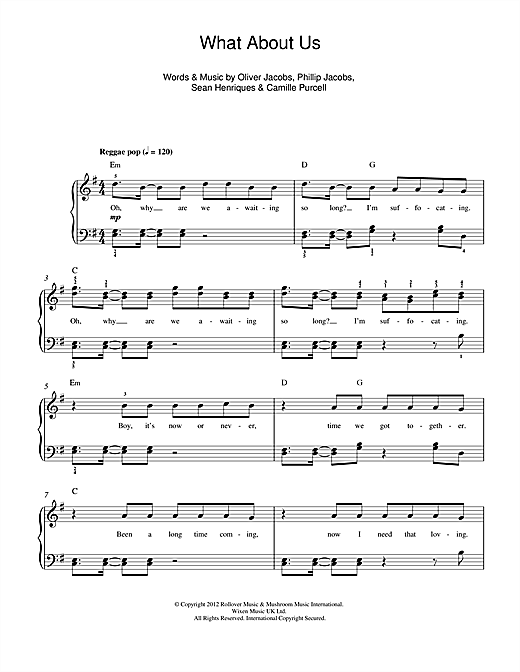 The Saturdays What About Us (feat. Sean Paul) Sheet Music