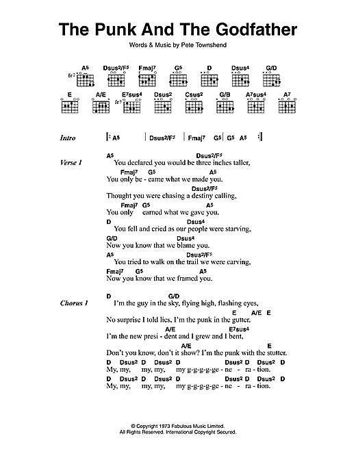 The Who The Punk And The Godfather Sheet Music