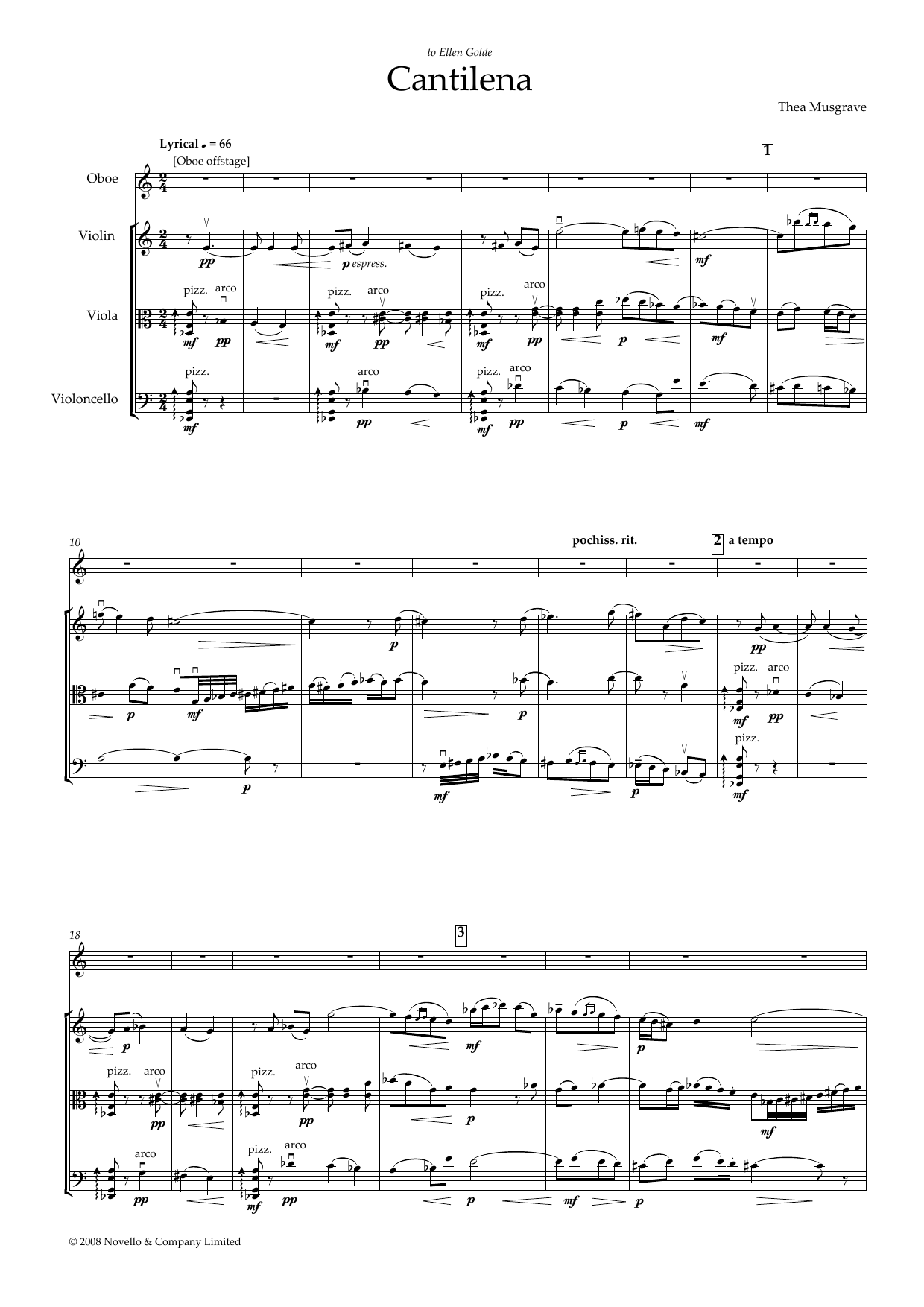 Thea Musgrave Cantilena for Oboe Quartet (full score) Sheet Music