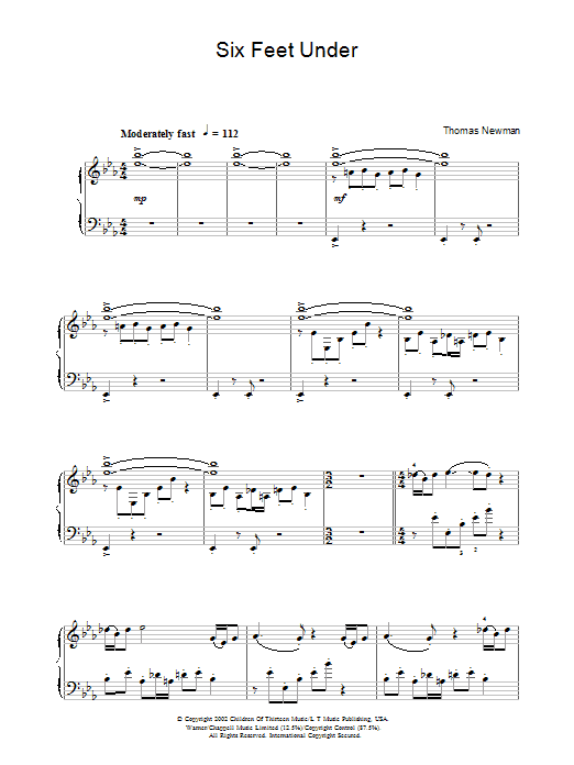 Thomas Newman Six Feet Under (Theme) Sheet Music
