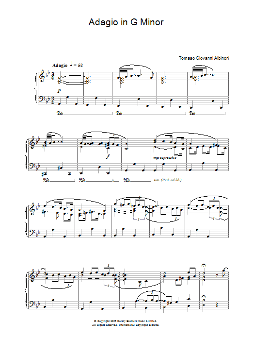 Tomaso Albinoni Adagio Sheet Music