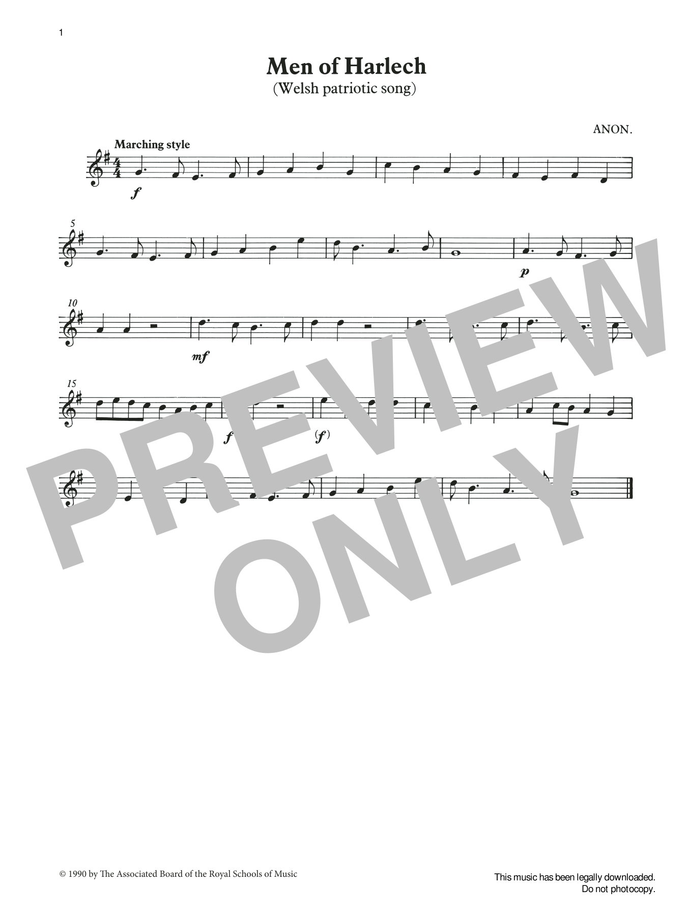 Trad. Welsh Men of Harlech (score & part) from Graded Music for Tuned Percussion, Book I Sheet Music