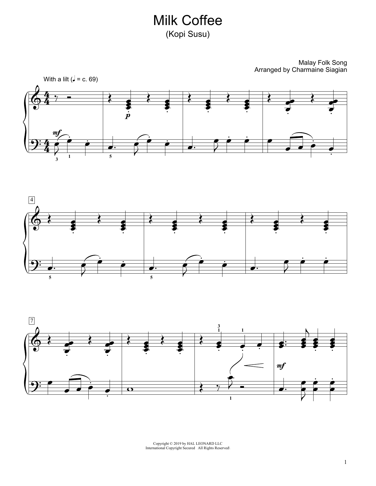 Traditional Milk Coffee (Kopi Susu) (arr. Charmaine Siagian) Sheet Music