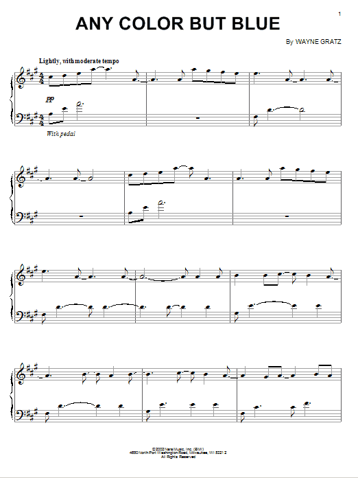 Wayne Gratz Any Color But Blue Sheet Music