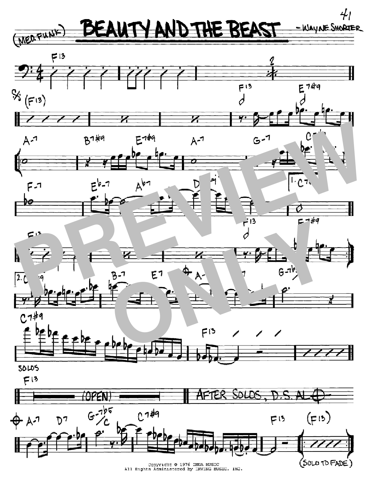 Wayne Shorter Beauty And The Beast Sheet Music
