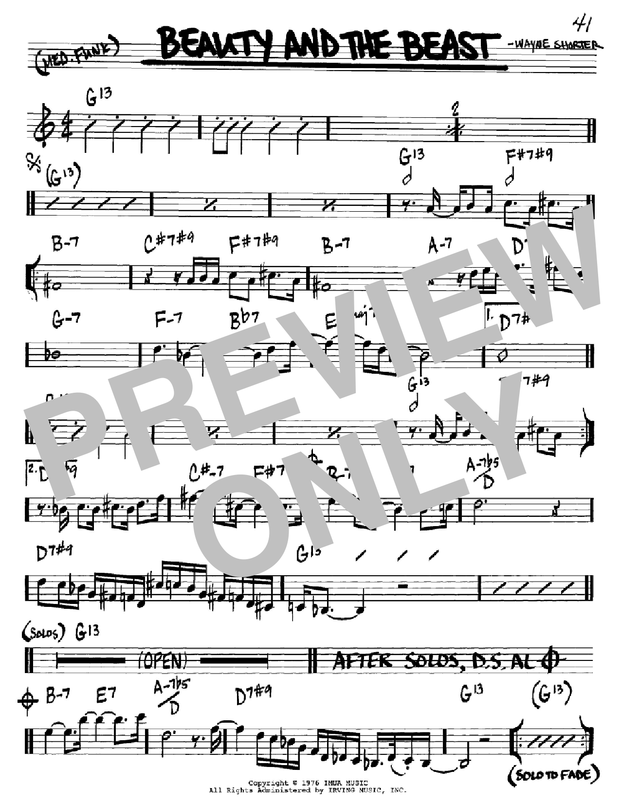 Wayne Shorter Beauty And The Beast Sheet Music