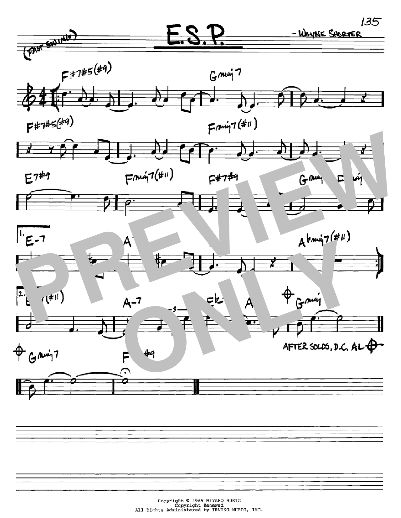 Wayne Shorter E.S.P. Sheet Music
