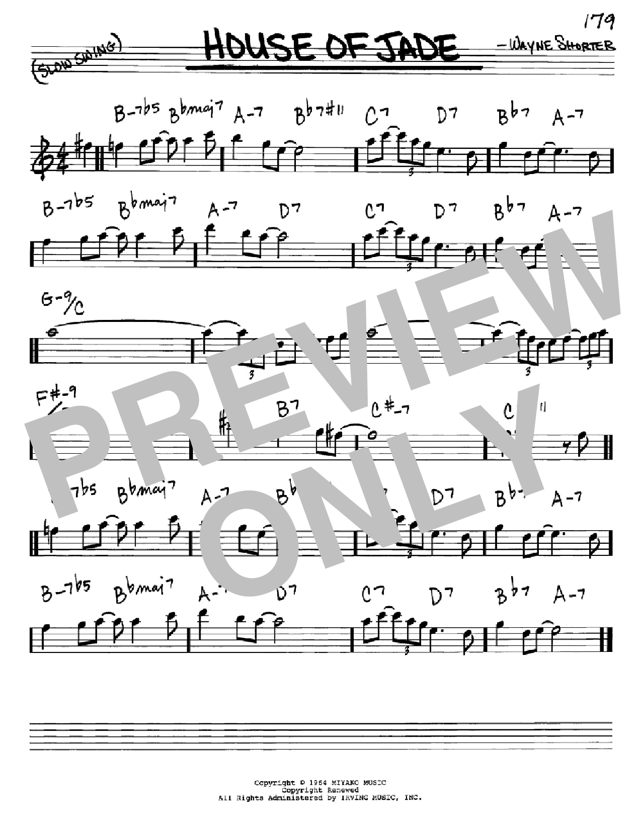 Wayne Shorter House Of Jade Sheet Music