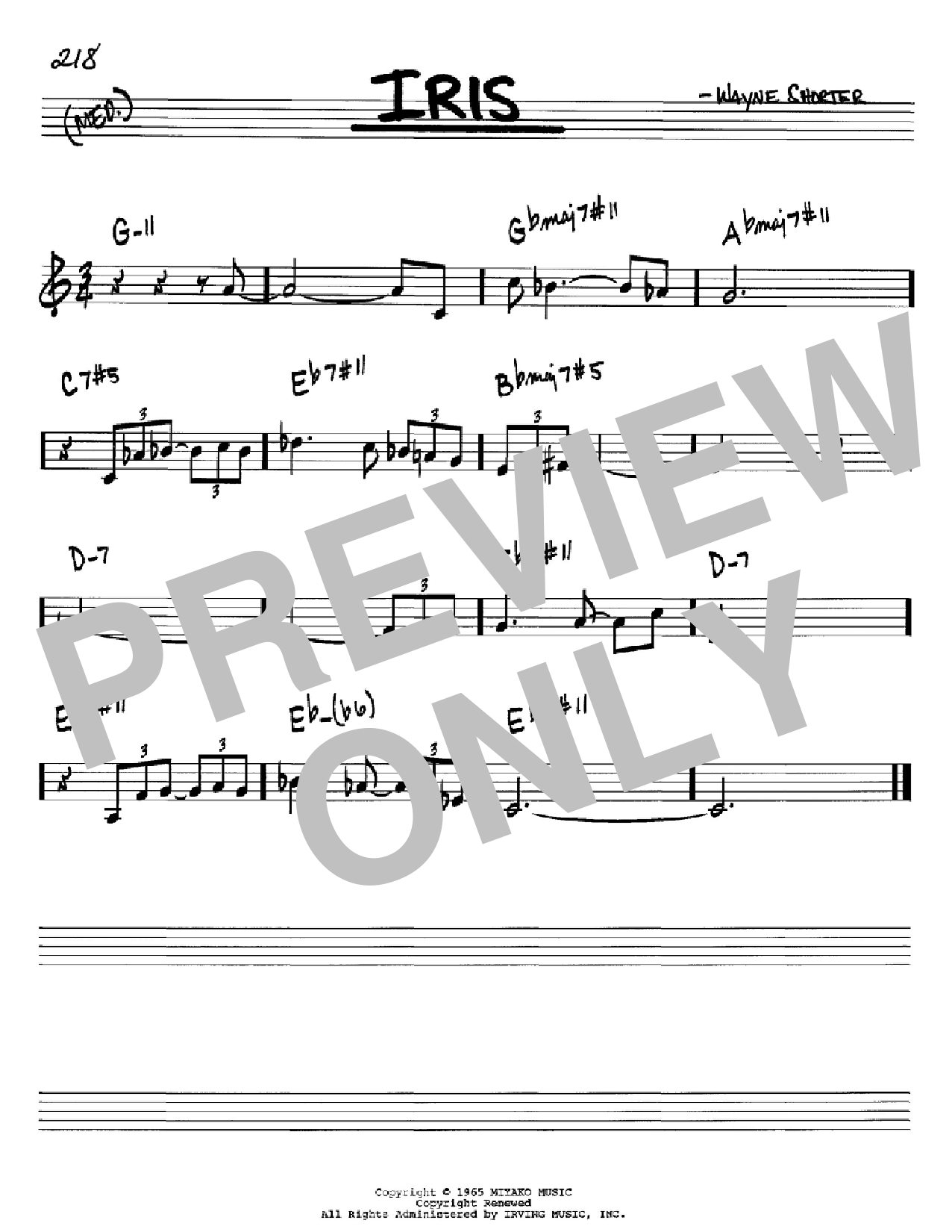 Wayne Shorter Iris Sheet Music