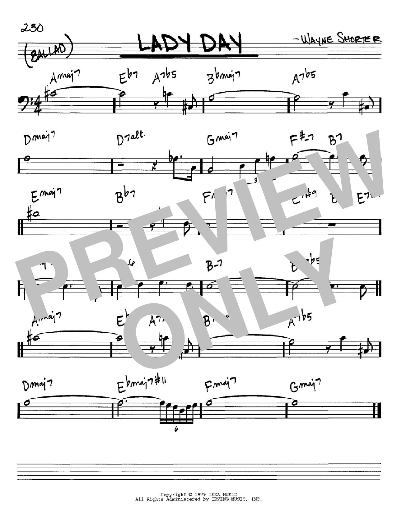 Wayne Shorter Lady Day Sheet Music