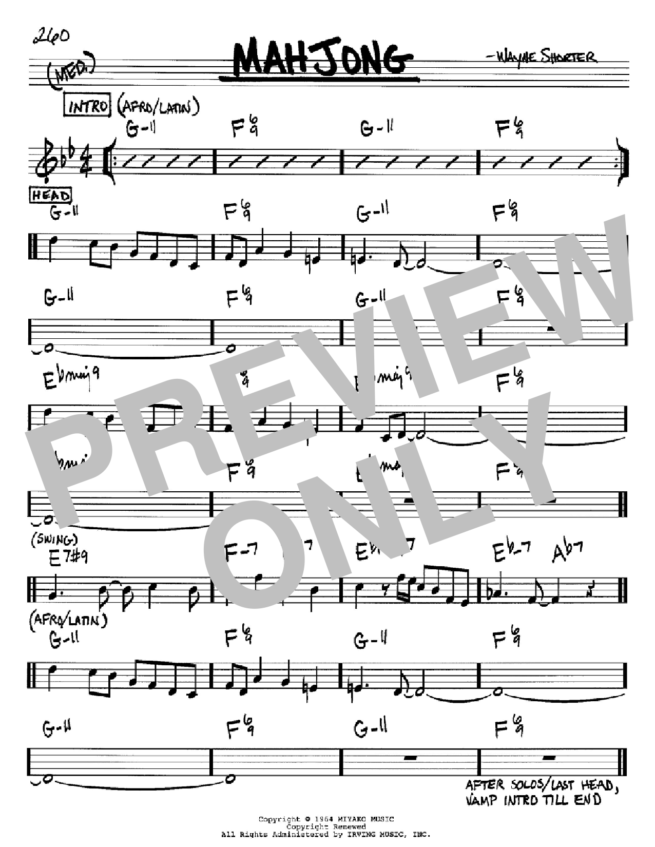 Wayne Shorter Mahjong Sheet Music