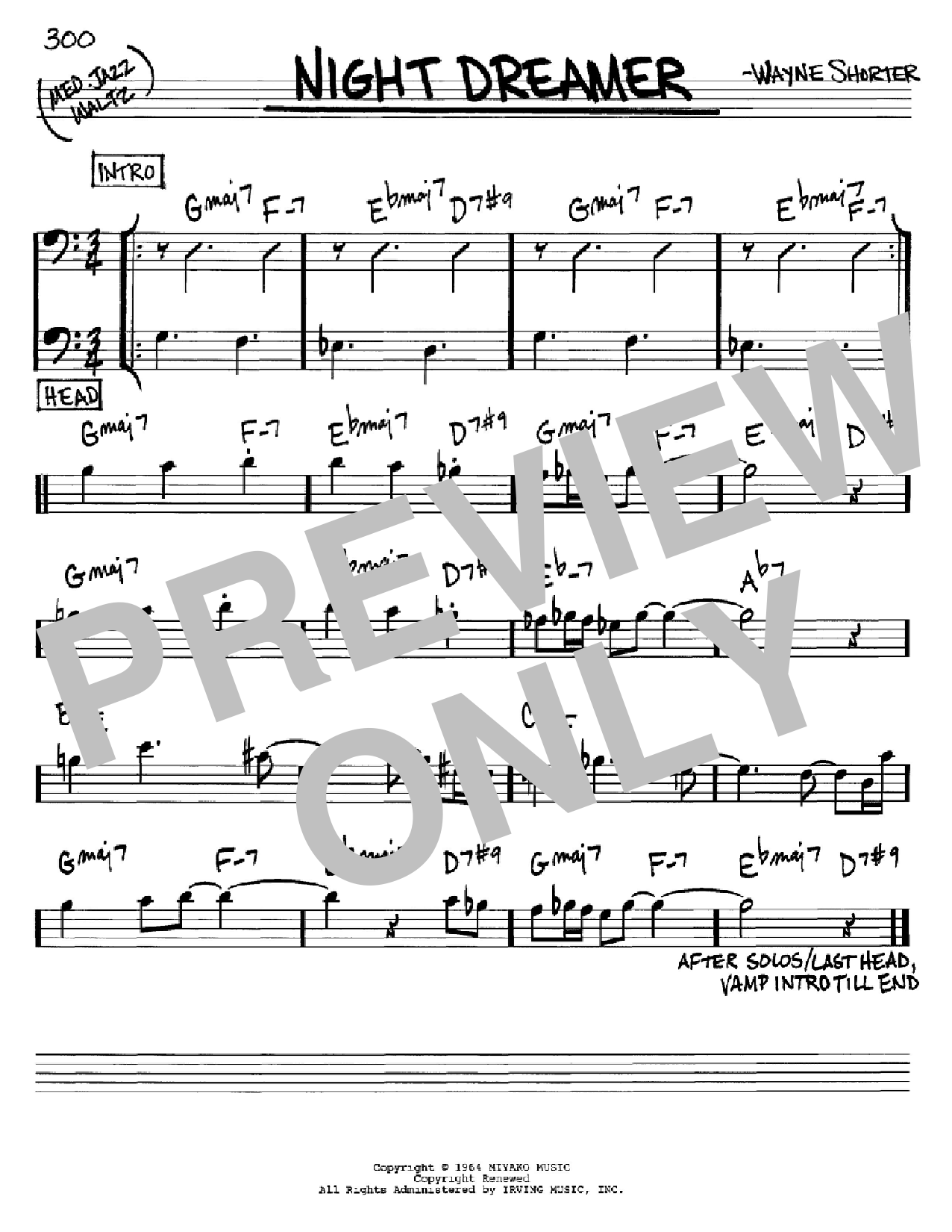 Wayne Shorter Night Dreamer Sheet Music