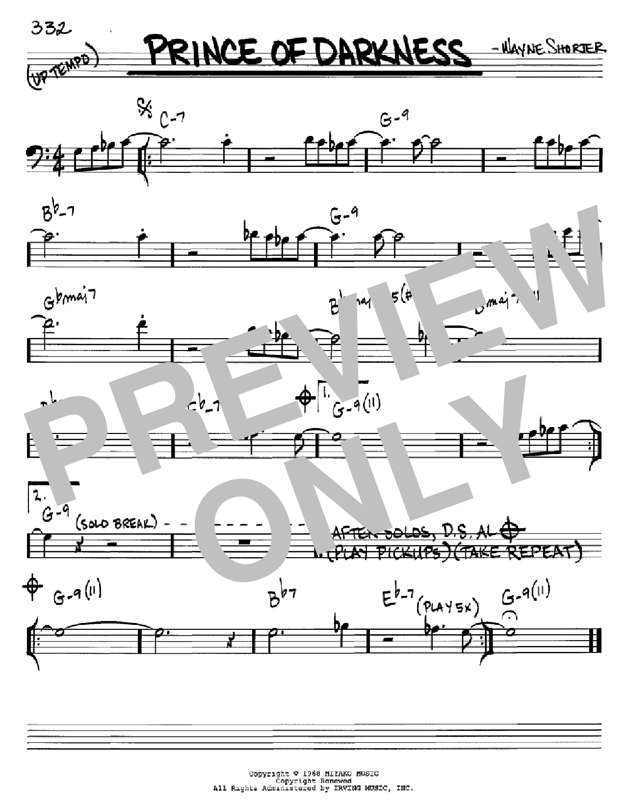 Wayne Shorter Prince Of Darkness Sheet Music