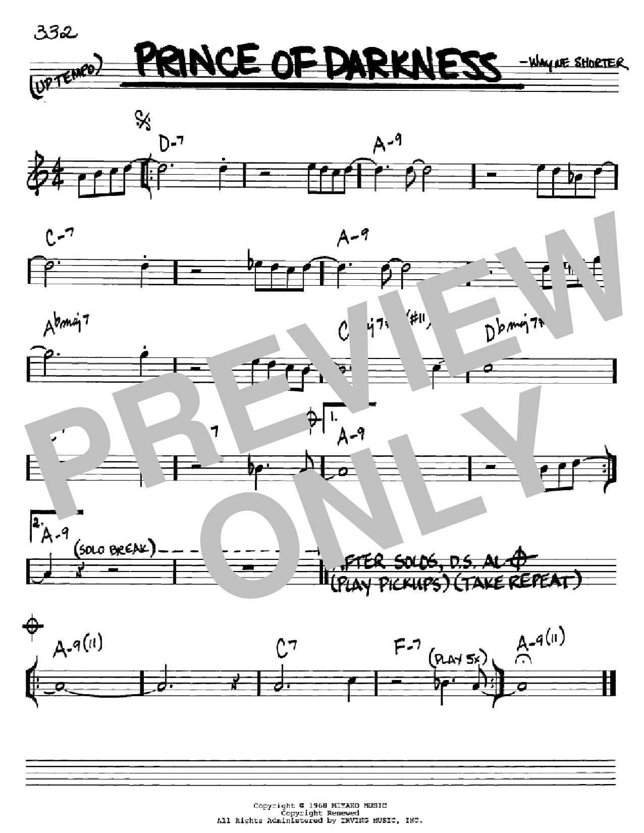 Wayne Shorter Prince Of Darkness Sheet Music
