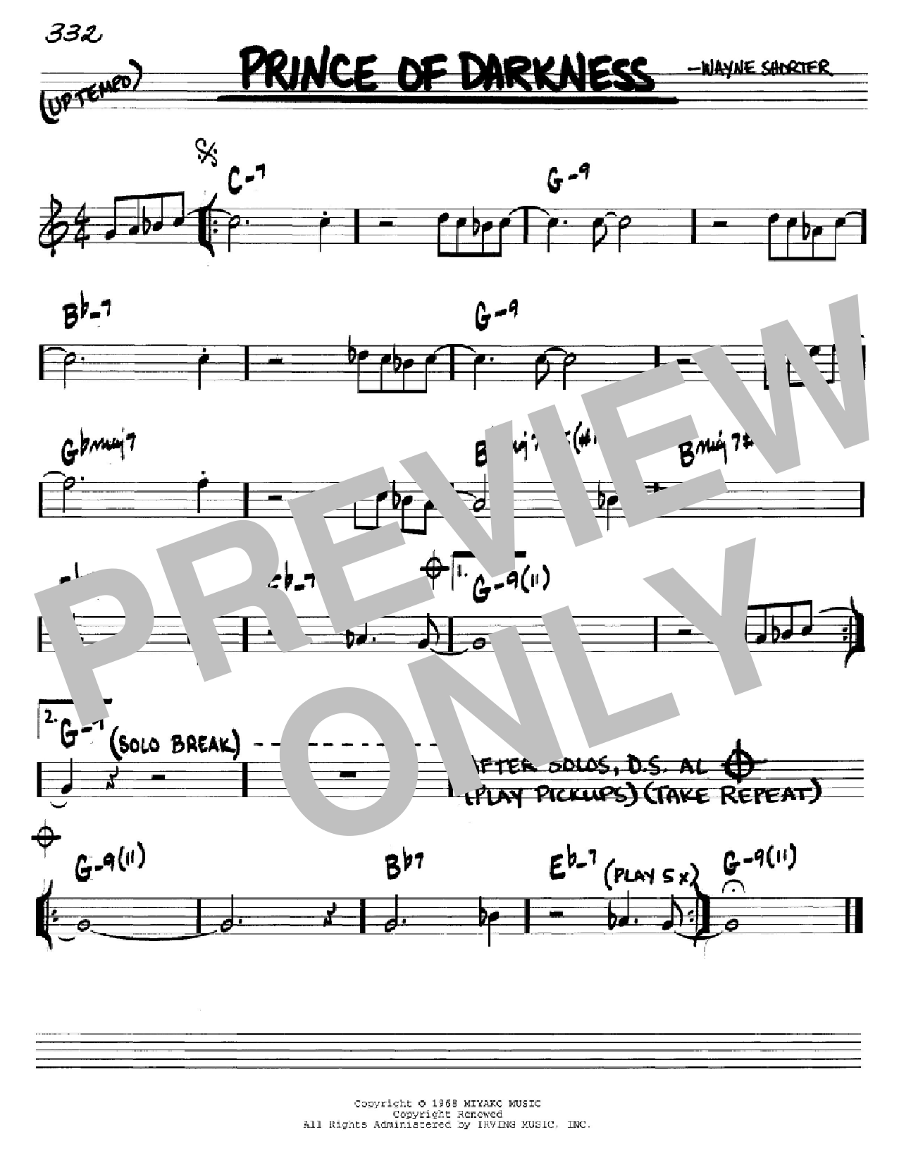 Wayne Shorter Prince Of Darkness Sheet Music